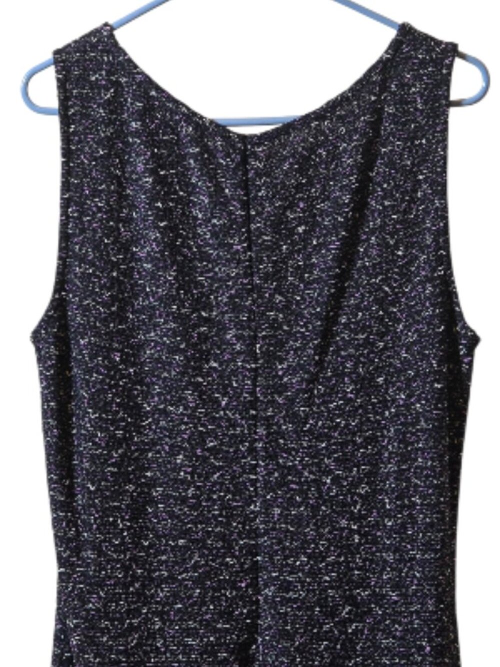 St. John Collection Knit Sheath Dress 14 Black Purple Flecked Wool Blend Sleevel - Picture 5 of 10